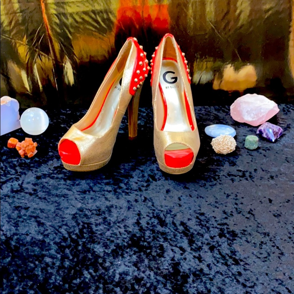 G by guess high heel size 7 Champagne/orange